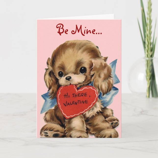 Vintage Puppy Valentine Card (Front)
