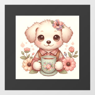 Vintage Puppy with Floral Teacup