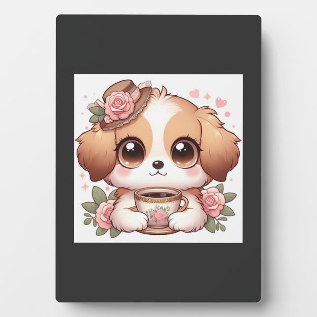 Vintage Puppy with Tea Plaque (Front)