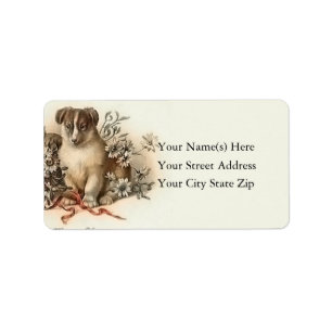 Vintage Puppy's Merry Christmas Address Label
