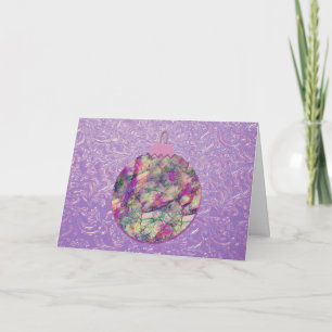 Vintage Purple Abstract Ornament Christmas Card