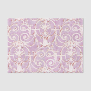 Vintage Purple and Beige Damask Pattern Tissue Paper