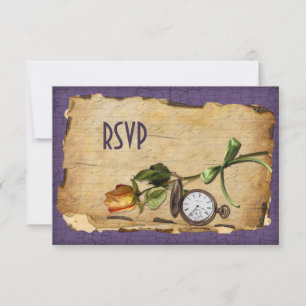 Vintage Purple and Gold Reply Card