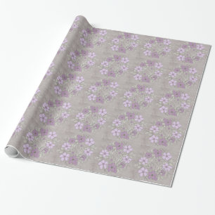 Vintage Purple and Grey Floral Wedding Wrapping Paper