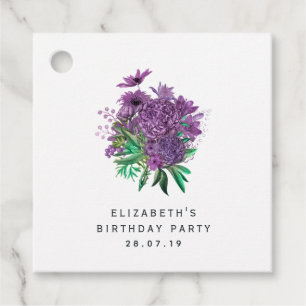 Vintage Purple and Ivory Floral Damask Favour Tags