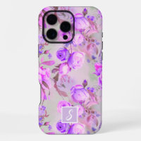 Vintage Purple and Pink Floral Monogram