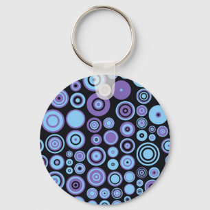 Vintage Purple Blue and Black Fifties Abstract Art Key Ring