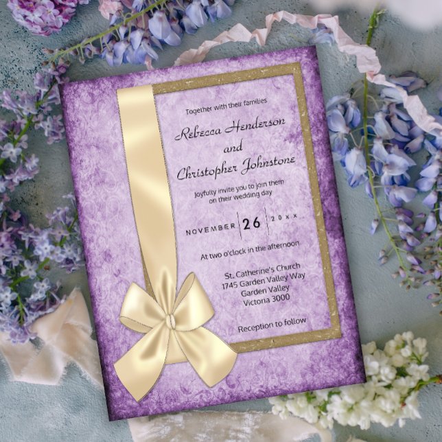 Vintage Purple Boho Rustic Wedding Postcard (Creator Uploaded)