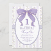 Vintage Purple Bow Fancy One 1st Birthday