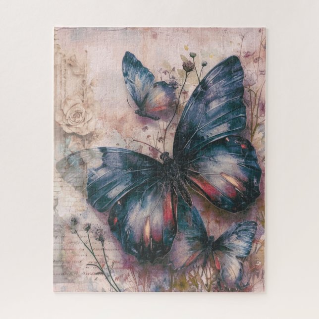 Vintage Purple Butterflies Jigsaw Puzzle (Vertical)