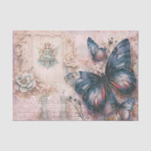 Vintage Purple Butterfly Collage Decoupage Paper