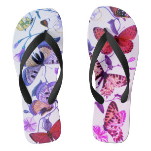 Vintage Purple Butterfly & Moth Painting Jandals