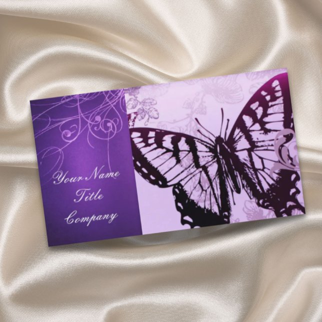 Vintage Purple butterfly swirls fashion Business Card (Vintage Purple butterfly swirls fashion Business Card)