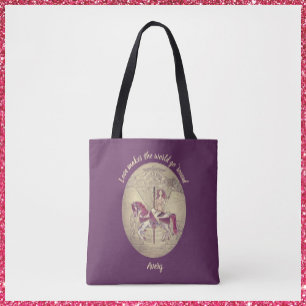 Vintage Purple Carousel Merry Go Round Tote Bag
