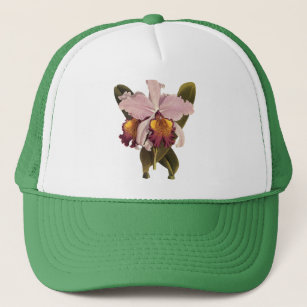 Vintage Purple Cattleya Orchid, Tropical Flowers Trucker Hat