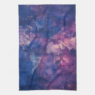 Vintage Purple Celestial World Map (10) Tea Towel