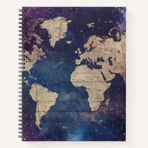 Vintage Purple Celestial World Map (11) Notebook