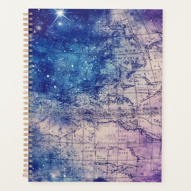 Vintage Purple Celestial World Map (14) Planner (Front)