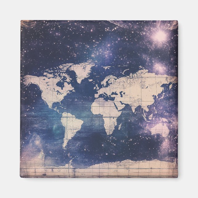 Vintage Purple Celestial World Map (8) Magnet (Front)