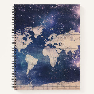 Vintage Purple Celestial World Map (8) Notebook