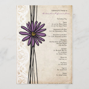 Vintage Purple Daisy Wedding Program Programme