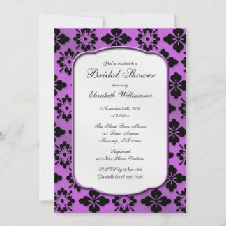 Vintage Purple Damask Bridal Shower Invitations