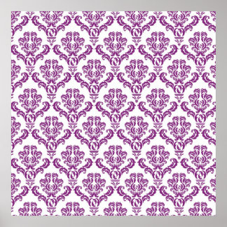 Vintage Purple Damask Pattern Poster