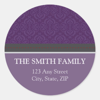 Vintage Purple Damask Return Address Sticker