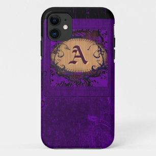 Vintage purple floral and Monogram A Case-Mate iPhone Case