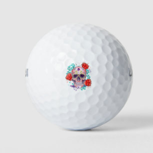 Vintage Purple Floral Butterfly White Skull Dia De Golf Balls