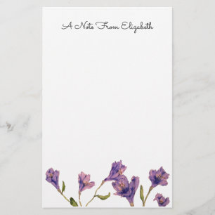 Vintage Purple Floral Watercolor Personalised Stat Stationery