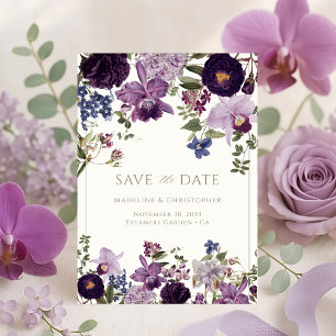 Vintage Purple Floral Wedding Save the Date