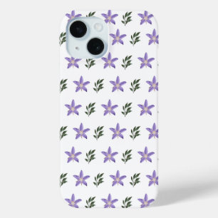 Vintage Purple Flower Floral Green Leaves Boho iPhone 15 Case