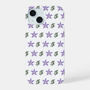 Vintage Purple Flower Floral Green Leaves Boho iPhone 15 Case