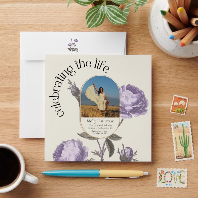 Vintage Purple Flower Seed Packet Photo Envelope (Desk)