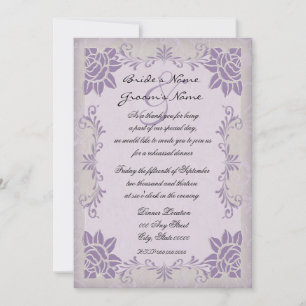 Vintage Purple Flowers Wedding Rehearsal Dinner Invitation