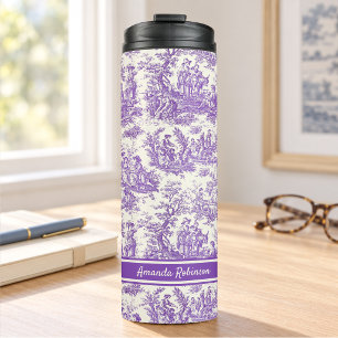 Vintage Purple French Country Toile de Jouy Thermal Tumbler