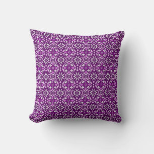 Vintage Purple Geometric Floral Pattern Cushion