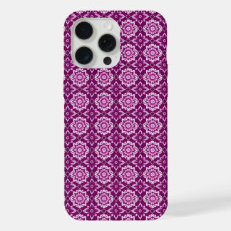 Vintage Purple Geometric Floral Pattern iPhone 15 Pro Max Case