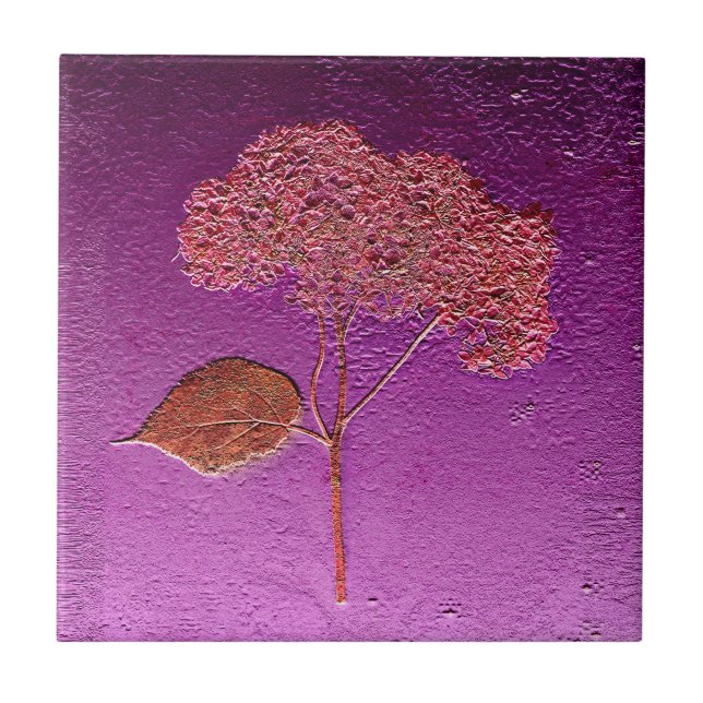 Vintage Purple Gold Metallic Hydrangea Floral Tile (Front)