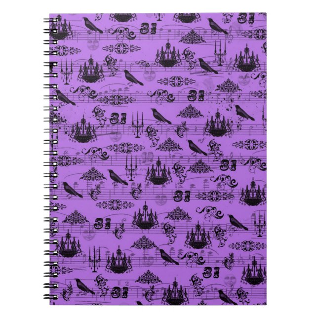 Vintage Purple Halloween Spiral Notebook (Front)