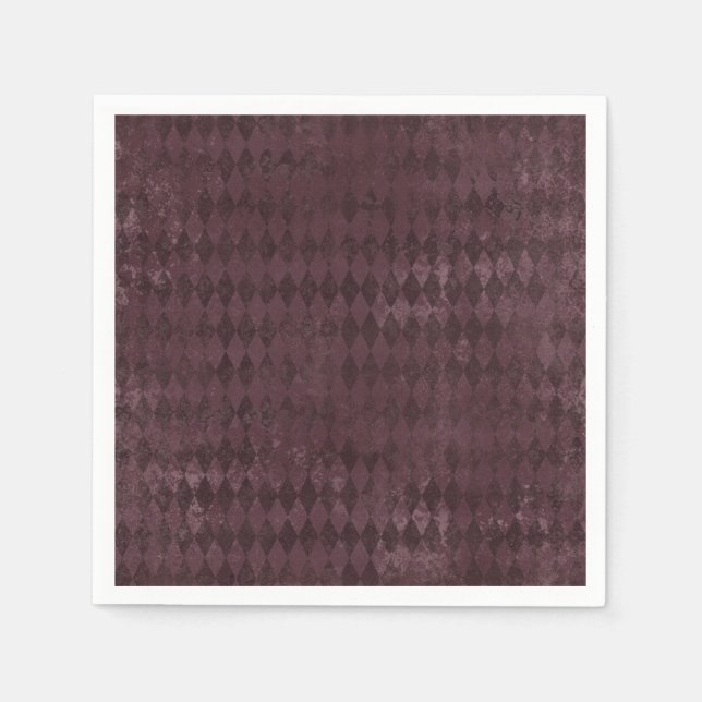 Vintage Purple Harlequin Pattern Paper   Napkin (Front)