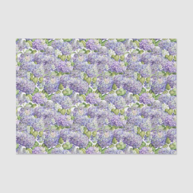 Vintage Purple Hydrangea Floral Pattern Tissue Paper (Front)