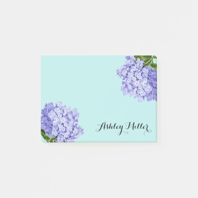 Vintage Purple Hydrangea Monogram Post-It Notes (Front)