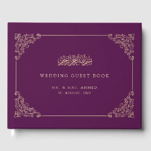 Vintage Purple Islamic Muslim Wedding Guest Book