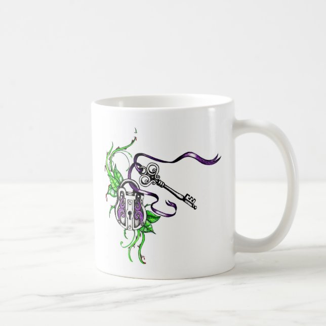 Vintage purple Lock and Key design Coffee Mug (Right)