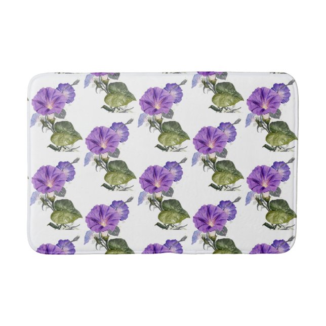 Vintage Purple Morning Glory Bath Mat (Front)