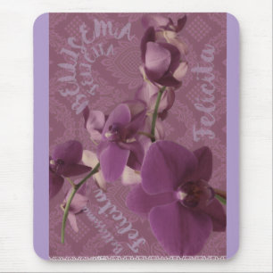 Vintage purple orchid mouse pad
