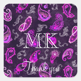 Vintage Purple Paisley Square Sticker
