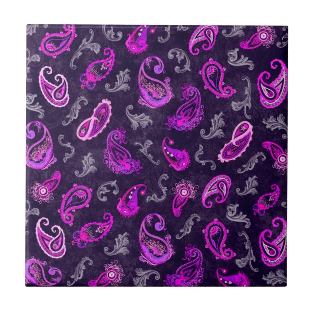 Vintage Purple Paisley Tile (Front)